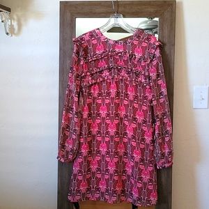 Topshop floral dress, above knee, lined, long sleeve.